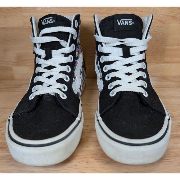 Vans Sk8-Hi Women’s 6 Black White Checkerboard Butterfly High Top Sneakers - Picture 4 of 9